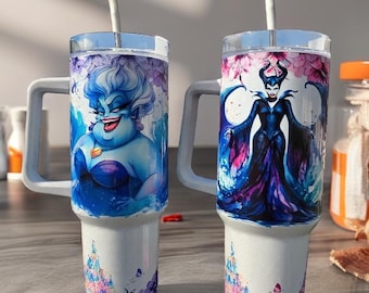 Witches 40oz Tumbler Stainless Steel With Handle "Just a Girl Who Loves" Colorful Shimmer Cups