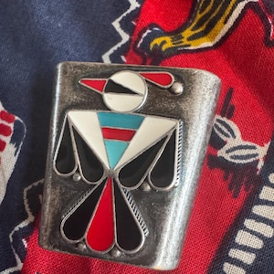 Sydvästra Thunderbird halsduksring, emaljförsilvrad kopparhalsduksklämma wild rags Rrl-stil