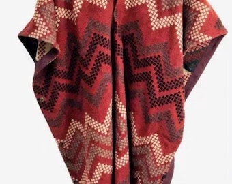 Rare new Double RL RRL by Ralph lauren Wool Poncho Blanket Cape American Navajo Indian Aztec pattern fringed hem