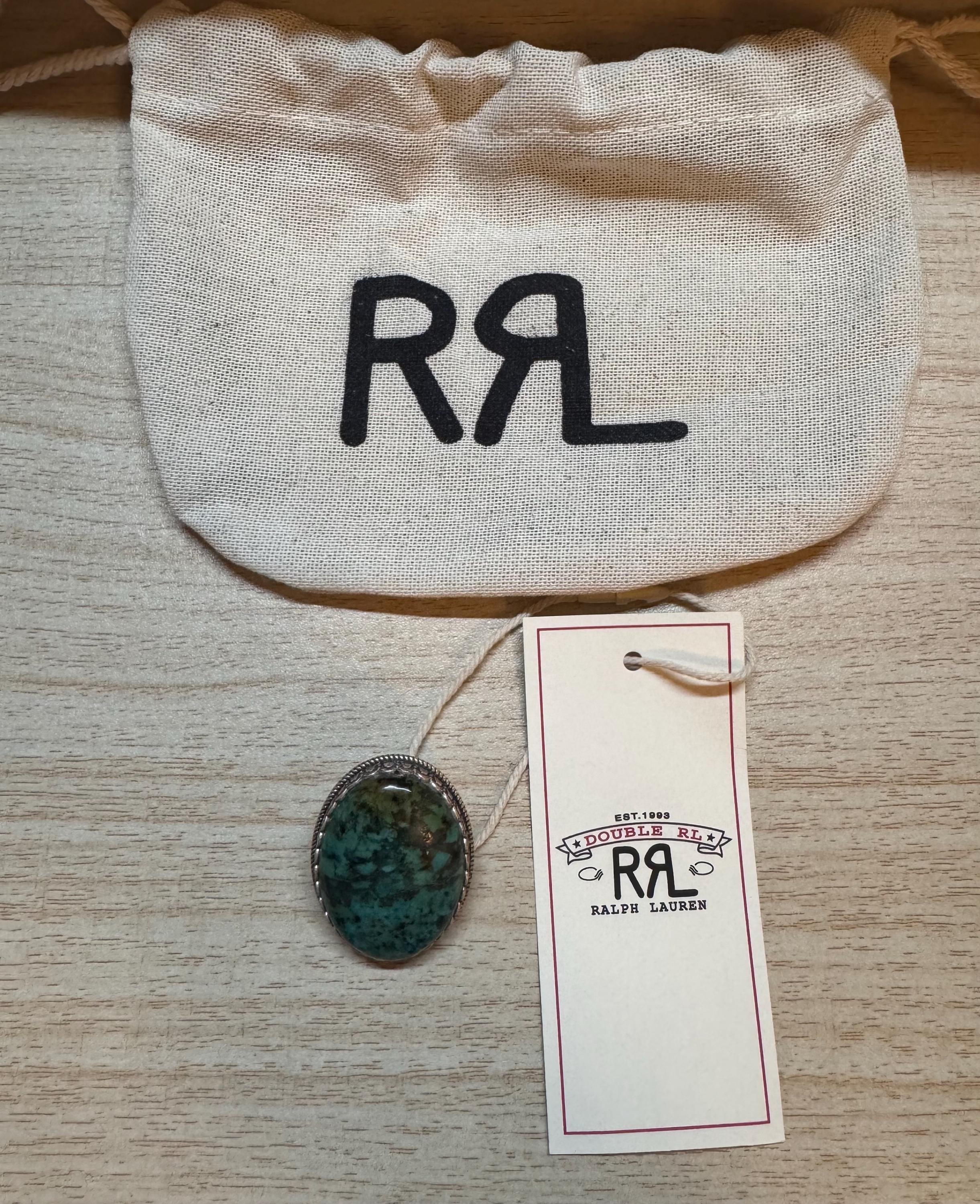 Double Rl RRL Ralph Lauren Turquoise Bandanna Slider Scarf Slide