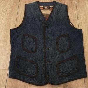 Chaleco de caza acolchado Ralph Lauren Indigo Double rl NWT / Chaleco de codorniz forrado con manta estilo suroeste Brown's Beach / Talla M