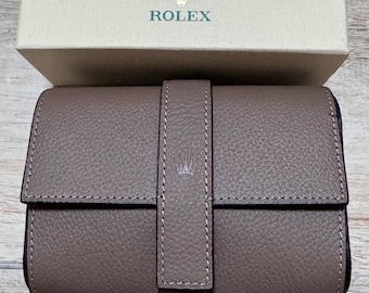 NIB - Rare NOS vintage Rolex elephant grey togo lychee leather 2 watch watches  travel case Baselword dealer agent VIP gift collector