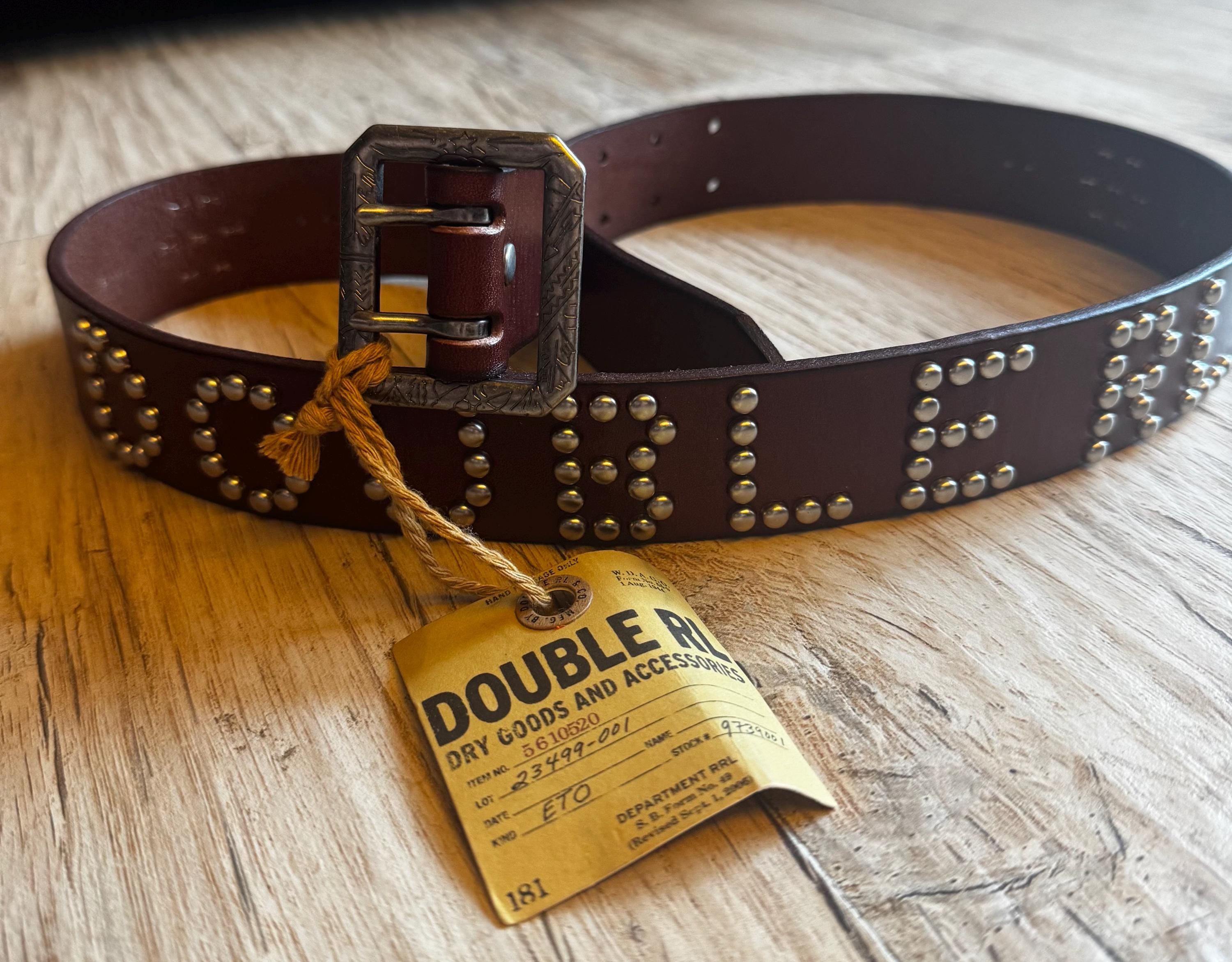 希少☆RRL ダブルアールエル ウエスタン ハラコ レザーベルト サイズ34 Double RL レザーベルト イタリア製 34インチ ブランド別 RRL ダブル