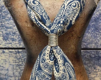 RRL double rl Ralph Lauren Classic Bandana: Blue Cashew Pattern Cotton Scarf, Made in Japan western style