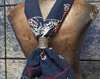 Double rl RRL Indigo Bandana Scarf, Southwestern Cow Skull Print, 100% Cotton, Made in Japan rrl Ralph Lauren Navajo