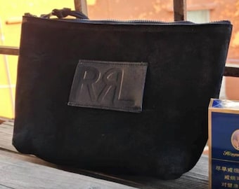 Double Rl Rrl limited edition roughout  black suede  Pouch Clutch Bag 2026 New