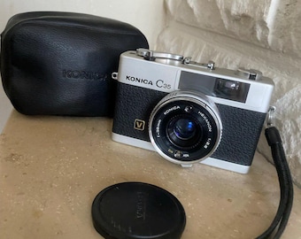 Vintage Konica C35 Flash Matic 35mm Rangefinder Film Camera Japan with Case