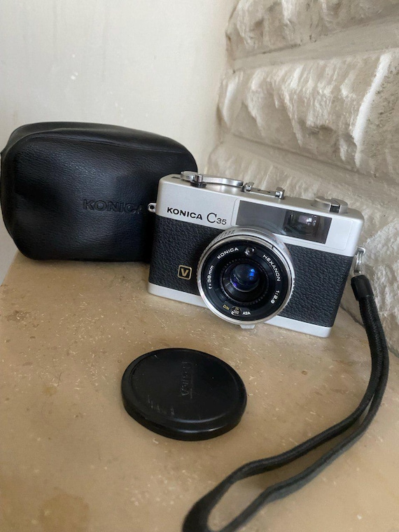 Vintage Konica C35 Flash Matic 35mm Rangefinder Film Camera Japan with Case