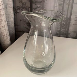 Vintage Thick Walled Clear Glass Vase, Elegant Form