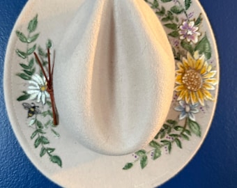 Child size fedora hand painted adjustable hat