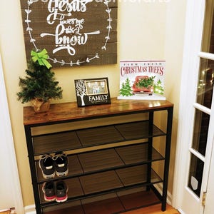 Wood & Metal Rustic Shoe Rack Organizer | Entryway Shoe Rack | Shoe Storage | Shoe Cabinet | Boot Rack | Shoe Holder
