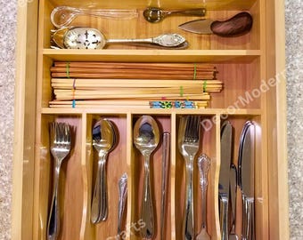 Bamboo Kitchen Drawer Organizer: Utensil & Silverware Tray