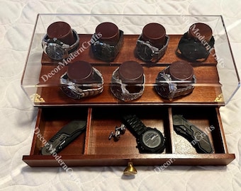 Wooden Watch Box | Mens Watch Box | Personalized Watch Box |  Watch Display Box | Watch Gift Box | Watch Box With Drawer | Watch Case