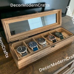 Rustic Wood Watch Box for Men: 6-Slot Vintage Display Case