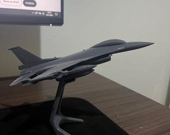 3D Printable F-16 Fighter with Stand | Military Aircraft STL | Desk Display Jet | Digital Download