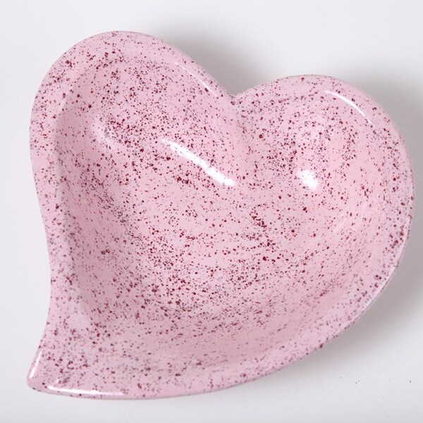 Speckled Heart Bowl in Pale Pink