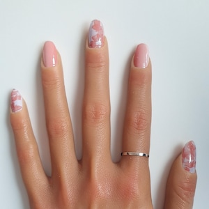 Nagelfolie met roze en zilveren bloemen | Nagelstickers | Nagelstickers | Nagelstrips | Stickers stickers