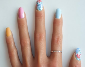 Protège-ongles fleurs colorées | Décalcomanies à ongles | Stickers ongles | Bandes d'ongles | Stickers ongles