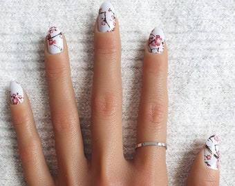 Protège-ongles à la fleur de cerisier | Décalcomanies à ongles | Stickers ongles | Bandes d'ongles | Décoration d'ongles | Appuyez sur