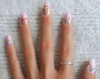Protège-ongles fleurs colorées | Décalcomanies à ongles | Stickers ongles | Bandes d'ongles | Stickers ongles