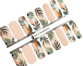 Protège-ongles abstrait feuilles | Décalcomanies à ongles | Stickers ongles | Bandes d'ongles | Stickers ongles