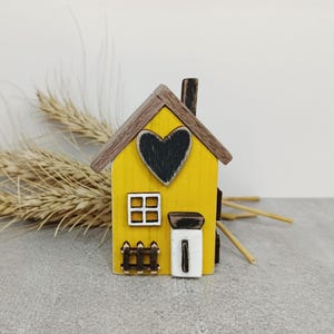 Wooden miniature house, rustic home decor, miniature handmade decor, wooden cottage sculpture, tiny miniature house.