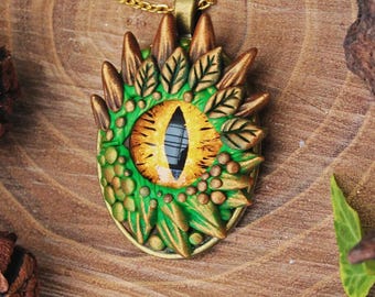 Forest Dragon Eye Pendant – Woodland Fantasy Necklace