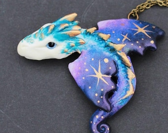Galaxy Dragon Pendant – Custom Dragon Jewelry - Personalized Fantasy Gift