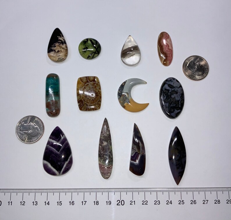 Purple Passion Agate Maligano Jasper Amethyst Sage Ray Mine Chrysocolla Indigo Gabbro Ammonite Moss Agate Destash Cabochon Assortment