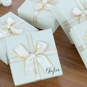 Personalized White Gift Box with Ribbon: Custom Empty Favor Box