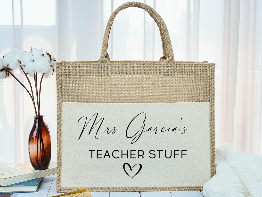 Personalized Teacher Tote Bag: Custom Jute Gift for Teaching Assistant ...