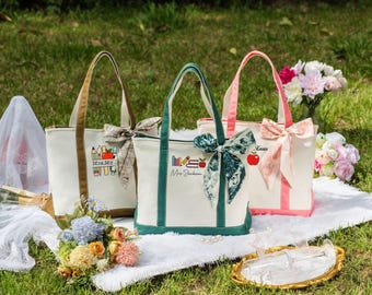 Sac fourre-tout personnalisé avec nom de professeur, cadeau de remerciement pour professeur, fourre-tout personnalisé pour professeur, sac cadeau professeur, fourre-tout icône professeur, sac fourre-tout esprit d'école