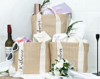 Personalized Bridesmaid Gift Bag,Custom Beach Straw Tote,Bridal Shower Gift,Wedding Party Tote Bag,Name Wedding Gift,Bachelorette Tote