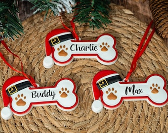 Custom Dog Paw Ornament,Personalized Pet Bone Xmas Decoration, New Puppy Gift 2025,Resin Christmas Tree Ornament for Dog Owner, Pet Keepsake