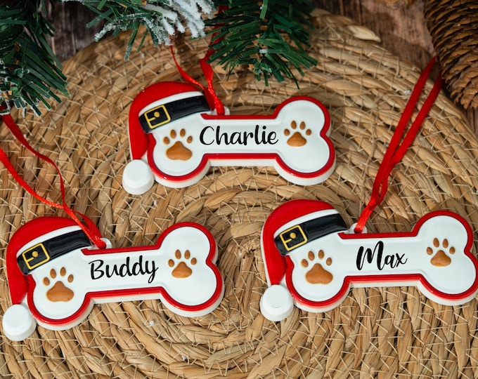 Custom Dog Paw Ornament,Personalized Pet Bone Xmas Decoration, New Puppy Gift 2026,Resin Christmas Tree Ornament for Dog Owner, Pet Keepsake