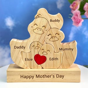 Personalized Wooden Cute Ducks Family Puzzle Sign Gift Mom from Family Idea for Mother&#39;s Day,Wooden Duck Family Puzzle,Wooden Duck Gifts