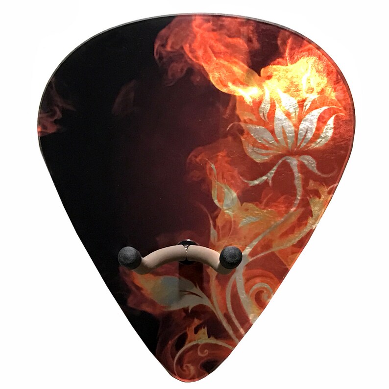 Axetreme Guitar Pick Wall Hanger String Swing Hanger Included Iridescent Flowers Flames Made In The Usa
