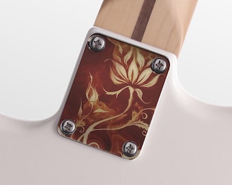 Flowers and Flames Guitar Neck Plate - Strat/Tele/Bass - USA Made