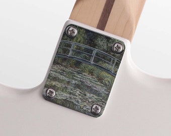 Monet Water Lily Guitar Neck Plate: Custom Graphic Art
