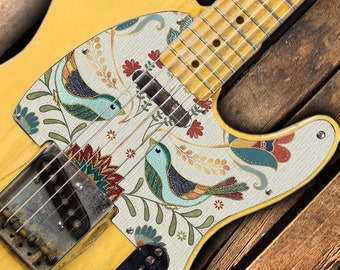 Floral Birds Telecaster Pickguard: 3-Ply USA Fender Tele Mod