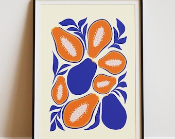 Papajakeukenprint: abstract tropisch fruit, boho-decor (digitale download)