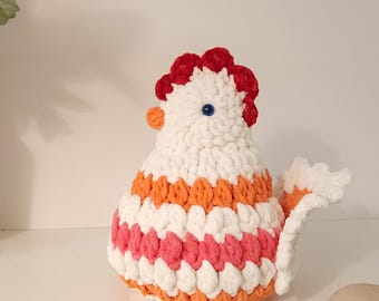 Tutorial de patrón de pollo a crochet / Instrucciones en PDF y video / Peluches de gallina y gallo amigurumi fáciles de usar para principiantes / Regalo de primavera, decoración DIY