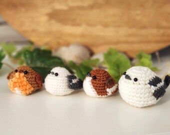 Pacchetto di schemi per realizzare all'uncinetto uccellini amigurumi / Pettirosso, Passero, Cinciallegra / PDF facile + Video tutorial / Schema per principianti per realizzare un uccellino da giardino all'uncinetto