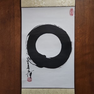 Enso/円相/ Original Shodo by Michiko Imai/Japanese calligraphy/Zen/silk scroll