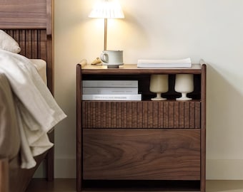 Solid Walnut Nightstand, Custom Size Bedside Table, Mid Century Modern, Handmade Bedroom Furniture, Wood End Table