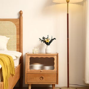 Photo inspiration: Visual Reference: Solid Wood Nightstand With Glass Flip Drawer Nordic Design