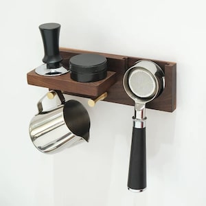 Dark Walnut Shelf for 58/51-54mm Accessories, Portafilter Holder, Tamper Organizers, Espresso Station Decor, Coffee Tool Storage, Barista