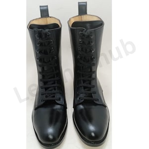 Black Leather Boots With Leather Sole, Front Laced Styled, Army Boots, Handmade Leather Boots, Black Leather Combat Ranger Timothy Army Boot