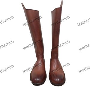 Handmade Brown Leather Riding Boots: Men&#39;s Equestrian Over Knee Shoes