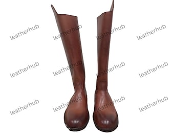 Handmade Brown Leather Riding Boots: Men's Equestrian Over Knee Shoes